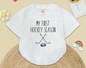My First Hockey Season Baby Romper: Newborn Bodysuit