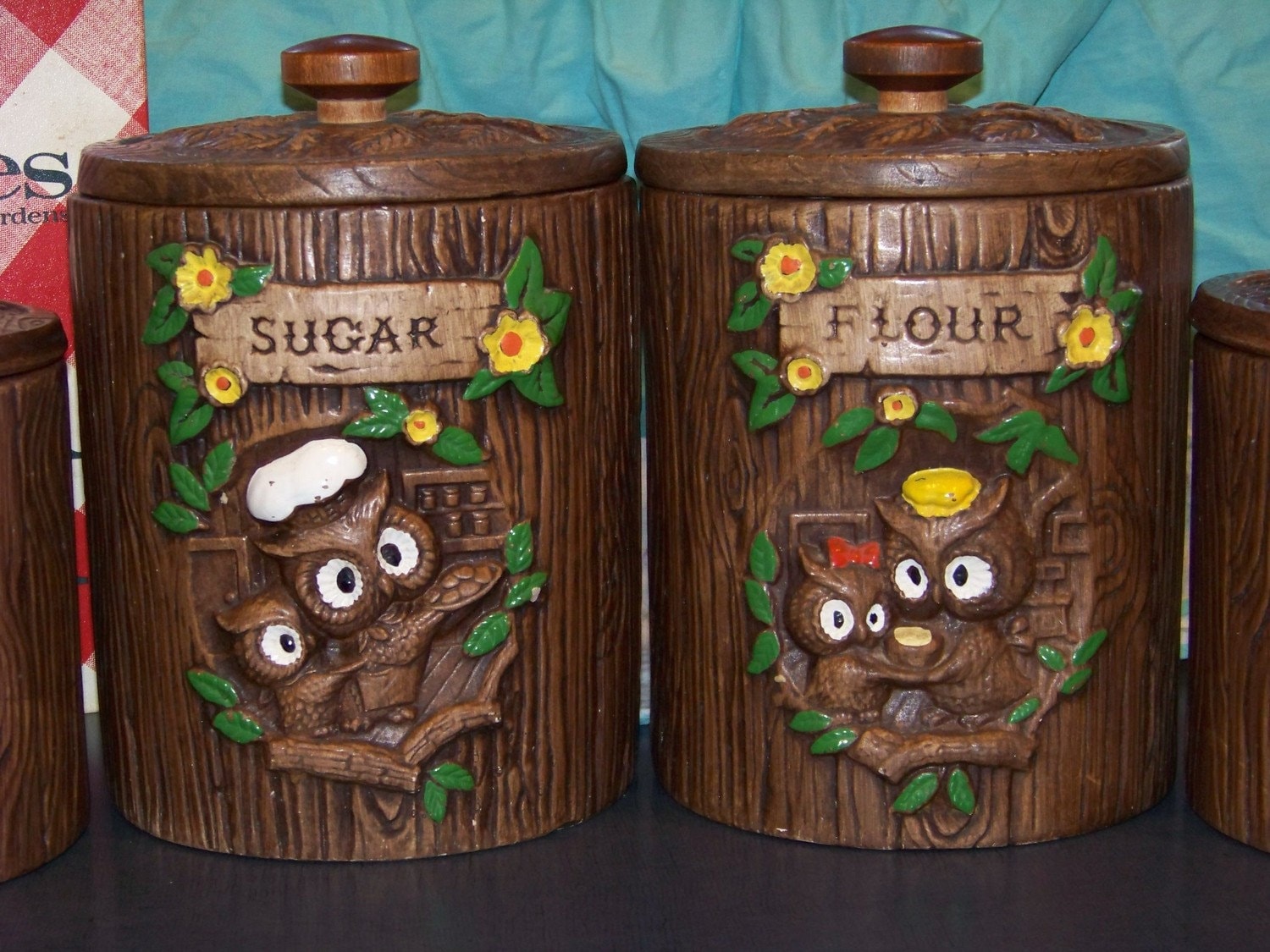 Vintage Treasure Craft / Canister Set with Owls / Rare Vintage Etsy
