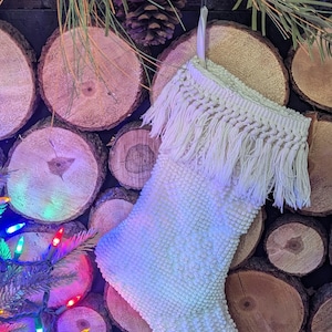 Vintage Shabby Chic Christmas Stocking Chenille with Original Trim From Vintage Chenille Bedspread