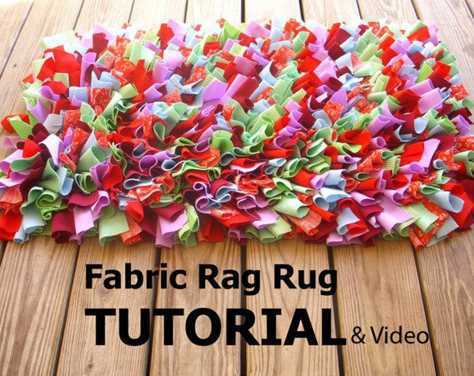 Fabric Rag Rug Tutorial and Video link Etsy
