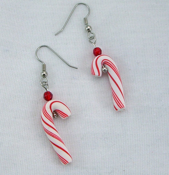 Items similar to Christmas Peppermint Candy Cane Earrings on Etsy