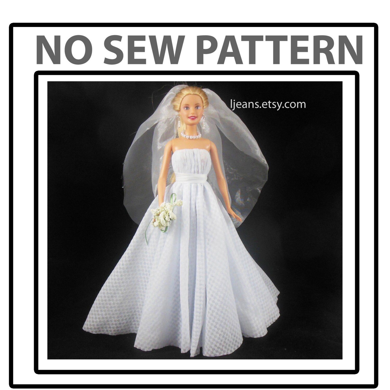 No Sew 11 in Barbie Doll Wedding Dress Pattern | Etsy