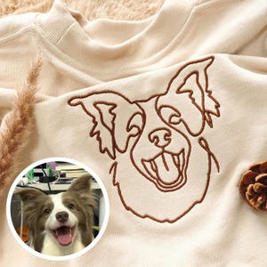 Sweat-shirts d'une ligne brodés personnalisés pour animal de compagnie avec photo et nom de l'animal de compagnie, sweat-shirt d'une ligne personnalisé pour animal de compagnie, pull pour maman et chien, cadeau pour papa chien