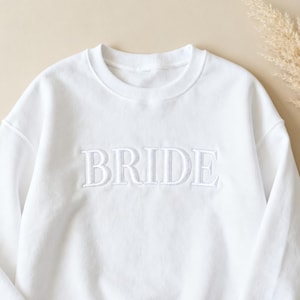 Personalized Bride Sweatshirt with Name on Sleeve,Embroidered Bride Sweater,Bridal Shower Gifts,Gift For Bride