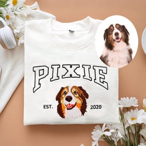 Custom Embroidered Varsity Pet From Your Photo Sweatshirt,Personalised Embroidered Pet Sweatshirt,Custom Gifts For Dog Owners