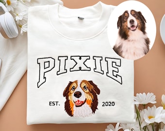 Custom Embroidered Varsity Pet From Your Photo Sweatshirt,Personalised Embroidered Pet Sweatshirt,Custom Gifts For Dog Owners