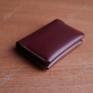 Mini portefeuille porte-cartes en cuir artisanal brillant à fermeture automatique - Busi