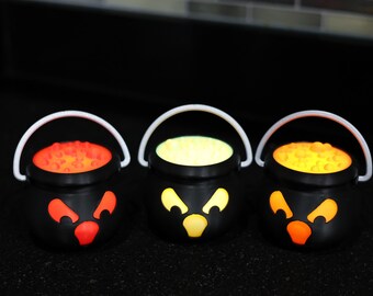 Halloween Spooky Witch Cauldron With Flickering Tea Light