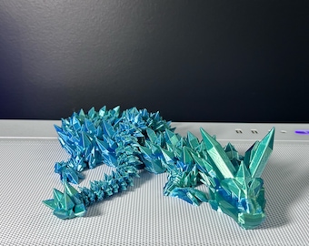 Kristall Drache mit Gelenk 62 ZOLL! Drache, Kristalldrache, 3d gedruckter Drache, gegliederter Drache, 3D gedrucktes sensorisches Stress-Fidget,