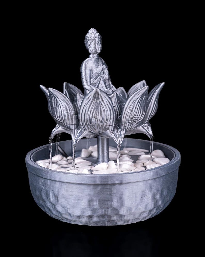 Buddha Lotus Fountain | Zen Tabletop Water Feature | Meditation Decor ...