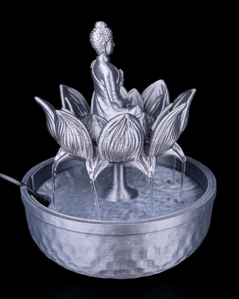 Buddha Lotus Fountain | Zen Tabletop Water Feature | Meditation Decor ...