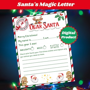Escribir una carta a Papá Noel con actividades extra para niños: actividades divertidas para las fiestas, cartas de Navidad para niños, lista de deseos de Navidad
