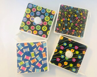 5-foot Sewing Tape Measure in various pattern cases (1 per order)
