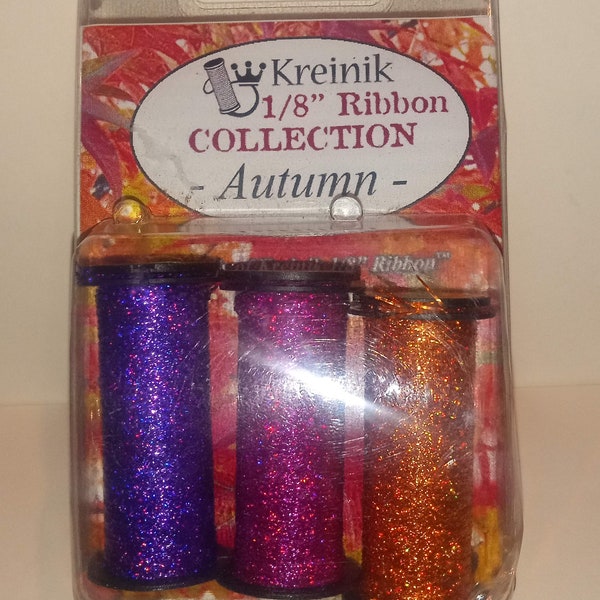 Kreinik - 1/8" Ribbon Metallic Thread Collection (3 spools), "Autumn" colorway