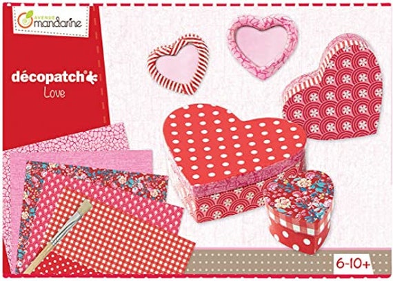 Avenue Mandarine decopatch Love Decoupage Valentine Heart-shaped Boxes  Craft Kit 