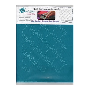 May include: A teal stencil with a repeating white Sashiko stitch pattern. The stencil is labeled "Full Line Stencil" and "The Perfect Pounce Pad Partner." The packaging includes text that reads "Quilt Marking made easy!" and "Completely Reusable!"