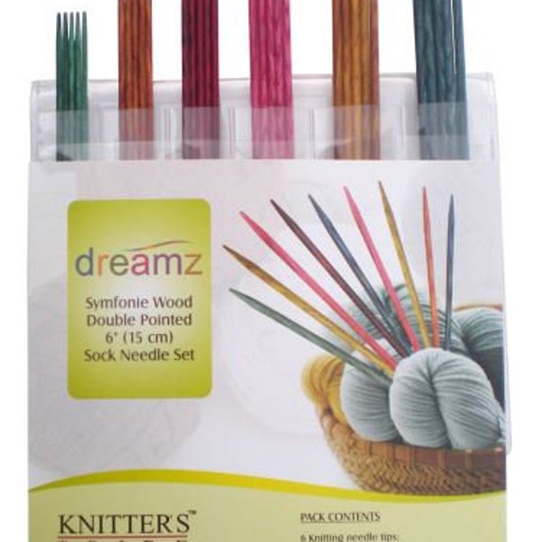 Knitter's Pride DREAMZ Symfonie Wood Double Pointed 6" Sock Needle Knitting Set (#200605)