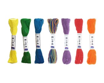 Olympus Sashiko Thread 20m Skein 7-Color Bundle - Bright Rainbow