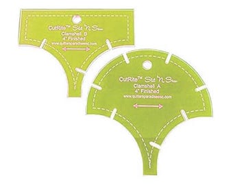 Quilter's Paradise CutRite Slit 'N Sew, 2-Piece  Acrylic Template Set to make a 4" Finished Clamshell Quilt Block