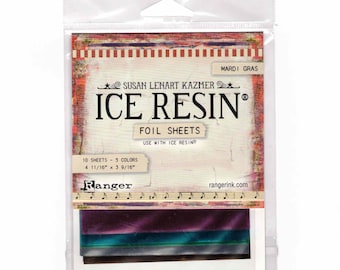 Ranger ICE Resin Foil Sheets by Susan Lenart Kazmer (Includes 10 Sheets) - Mardi Gras colorway