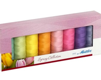 Mettler 100% Mercerized "Silk Finish" Cotton Thread, x8 Spools, 164 yards each in Colorway "Spring" SF8Spring-Kit