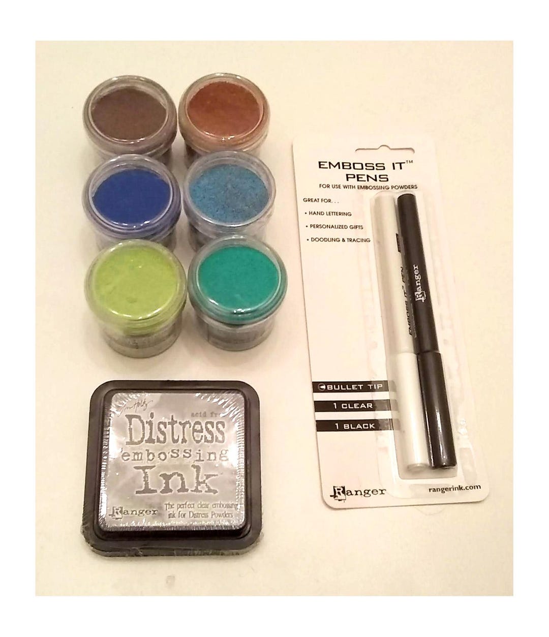 Ranger Embossing Bundle - One Embossing Ink Pad, Two Pens, and Six ...