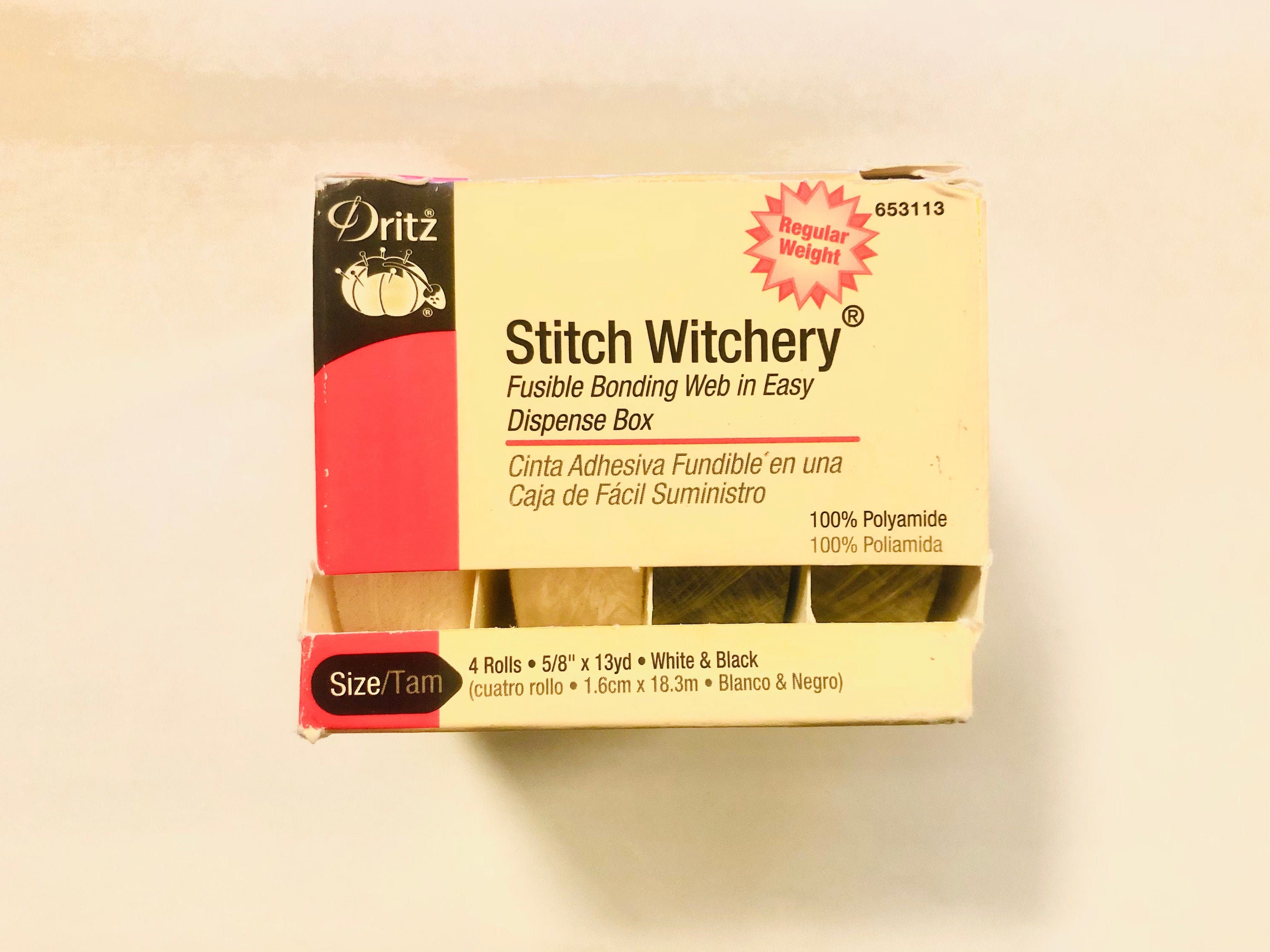 100 Yard Roll Stitch Witchery Fusible Bonding Web Available 4 Sizes 3/8''.  5/8''. 3/4'' 1'' / Price per Roll 