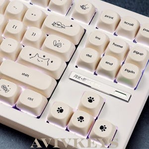 Kitty Cat Keycap Set: Milk White PBT, MOA Profile, Girl Keyboard Keys. kawaii image 5
