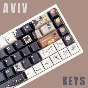 Ensemble de capuchons de touche d'astronaute - Capuchons de touche personnalisés, touches PBT, touches de clavier, profil cerise, capuchon de touche peint, capuchons de touche sympas pour clavier mécanique, jeux