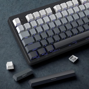 Gradient Gray Keycap Set RGB Shine Through: Side Print Backlit, PBT Double-Shot, Cherry Profile