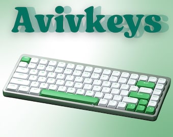 Green & White Low Profile Keycaps: PBT Double-Shot Set for MX Keyboards