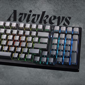 Gradient Black Gray Keycap Set, RGB Shine-Through, Side-Print Keycaps, Cherry Profile, Backlit Keycaps, 136 Keyboard Keys, PBT, Gamer Keycap