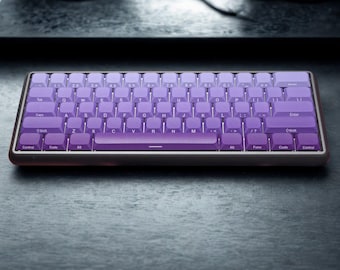 Purple Low Profile Keycap Set, Side Printed PBT Keys for MX Mechanical Keyboards