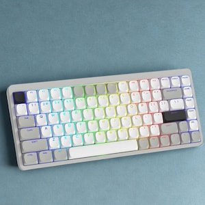 ロープロファイルキーキャップ ホワイト/グレー PBTキーキャップセット 光透過キーキャップ バックライト対応キーキャップ MXメカニカルキーボード用