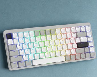 Teclas de perfil bajo blancas y grises de PBT, juego de teclas retroiluminadas con efecto translúcido para teclado mecánico MX.