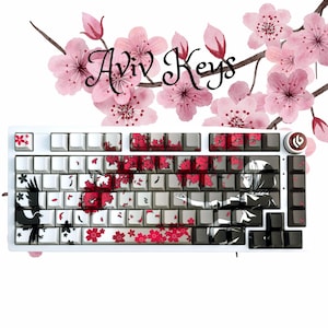 Kawaii Keycaps Set, RGB Shine Through Keycap, Side Print Keycap, Cherry Profile Keycap, Backlit Keycap, 131-Keyboard Keys, PBT, Anime Keycap