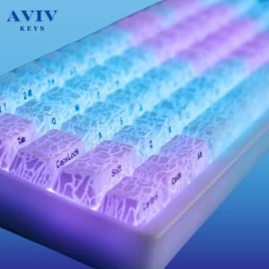 Ice Crack Pattern Keycaps Set, Backlit Shine-Through Keycaps, Side-Print, OEM Profile, White Keycap, Gamer Keycap, Custom Cool Keycap