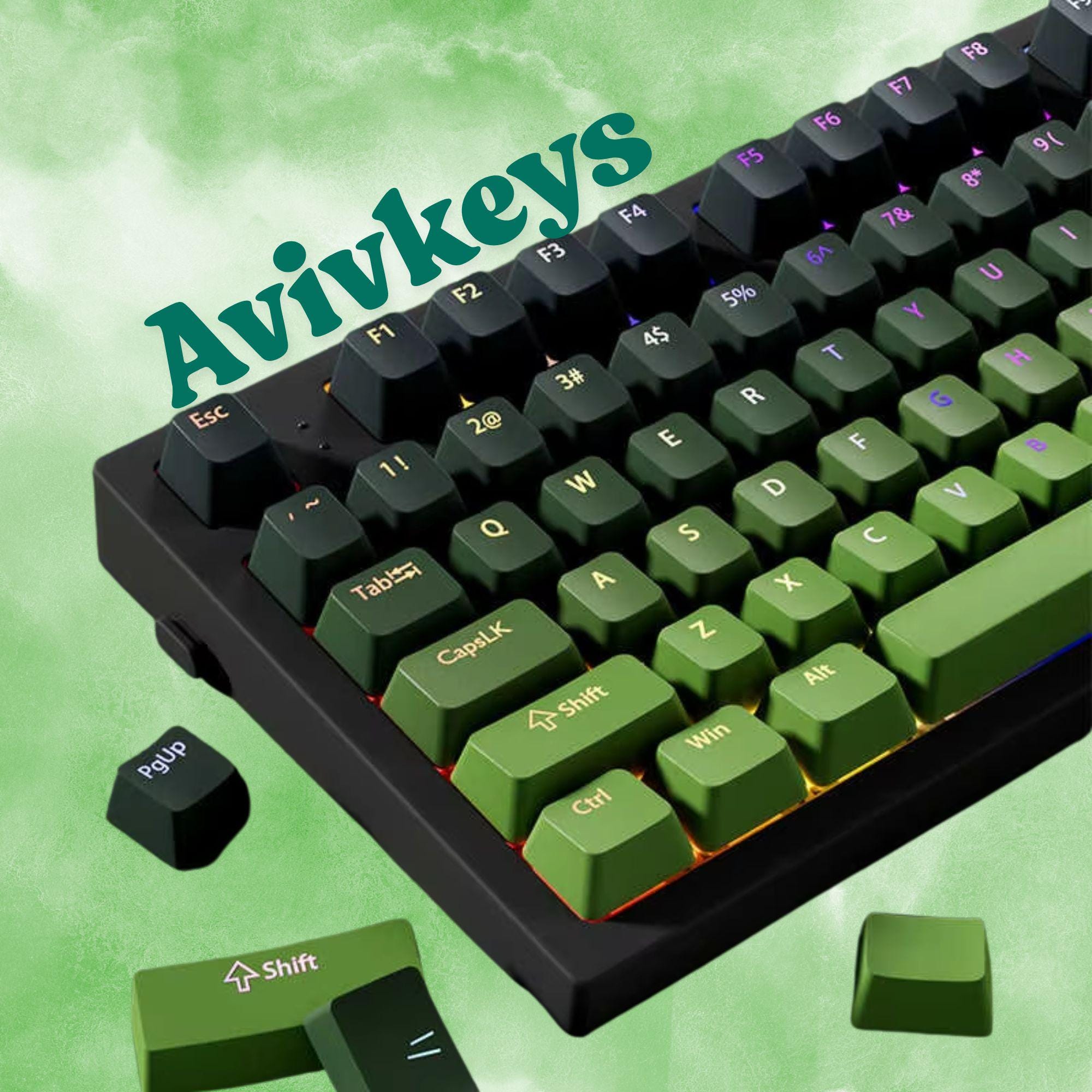 130-Keys Green & Black Keycap Set, RGB Backlit Keycap Double Shot PBT Keycap, Shine-Through Keycap, oem Profile for MX Switch Keyboard