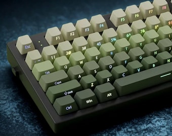 133 Key Green Keycaps Set Shine Through Side Print RGB Backlit PBT Cherry Profile for Mx Mechanical Keyboards 60 65 75 84 87 96 100 ANSI