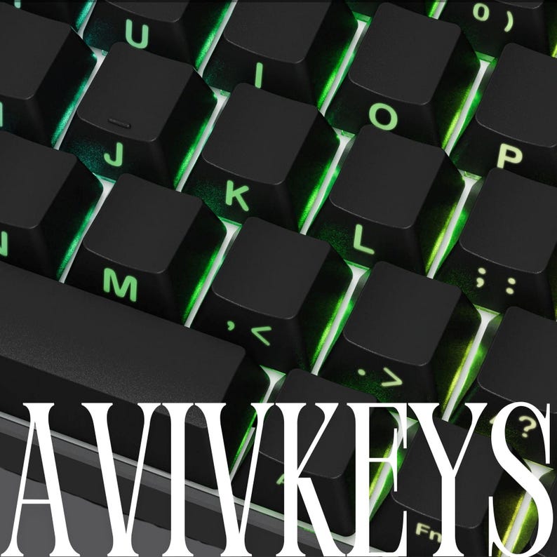 Black side print keycap set for mechanical keyboard – PBT double-shot OEM profile RGB shine-through
