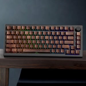 Houten toetsen: RGB-verlichte, doorschijnende PBT-kersenprofieltoetsen