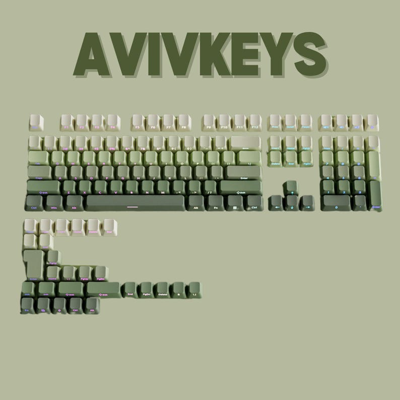 Cyan Backlit Keycap Set RGB Shine Through PBT Double-Shot, 134-Key