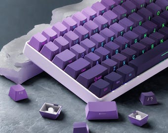 Juego de teclas PBT con degradado morado: retroiluminación RGB, perfil Cherry (136 teclas)