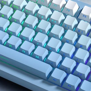 Blue Gradient Backlit Keycap Set, 136 Double Shot PBT Side Printed Keys, Cherry Profile