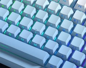Juego de teclas con retroiluminación RGB y impresión lateral azul: perfil Cherry PBT de doble inyección con brillo