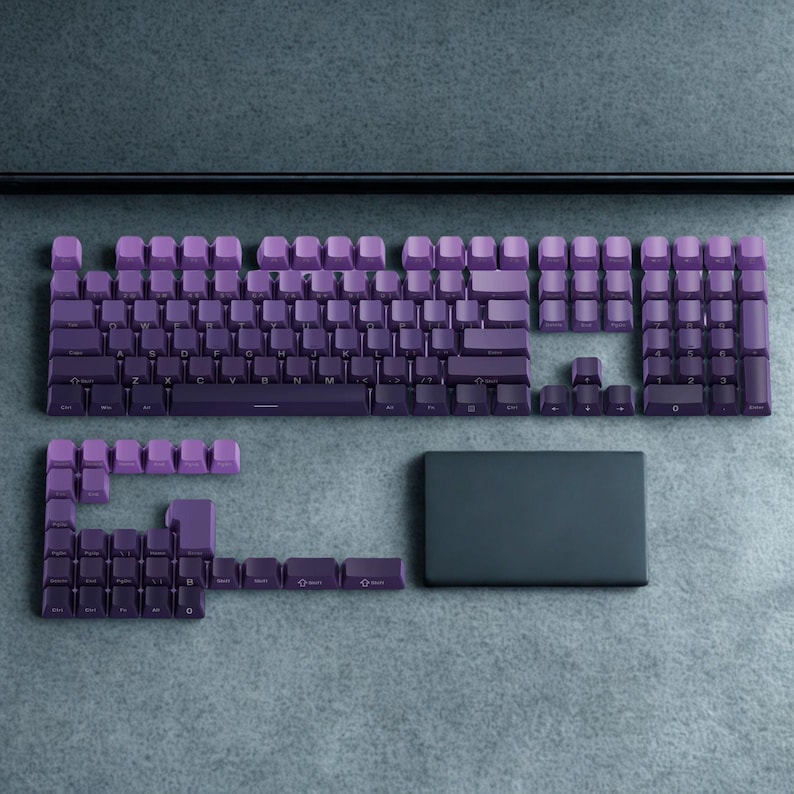Purple Gradient PBT Keycap Set: RGB Backlit, Cherry Profile (136-Key) Side Print Set