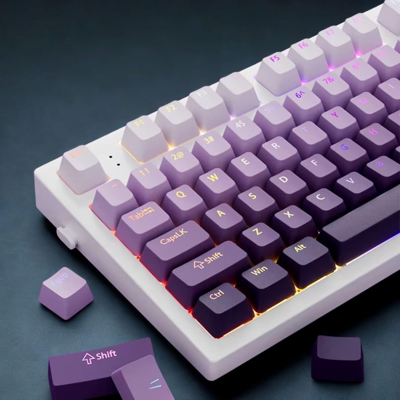 Purple RGB Shine-Through Keycap Set – 130-Key pbt Double Shot Keycaps | Oem Profile | Backlit Mechanical Keyboard Keycaps - ISO / ANSI image 4