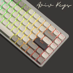 Low Profile Shine Through Keycaps Set, Slim Keycap Set, Double Shot PBT Keycaps, RGB Backlit Keycaps,  Custom 143 Keys White Grey Keycap