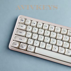 Kitty Cat Keycap Set: Milk White PBT, MOA Profile, Girl Keyboard Keys. kawaii image 9