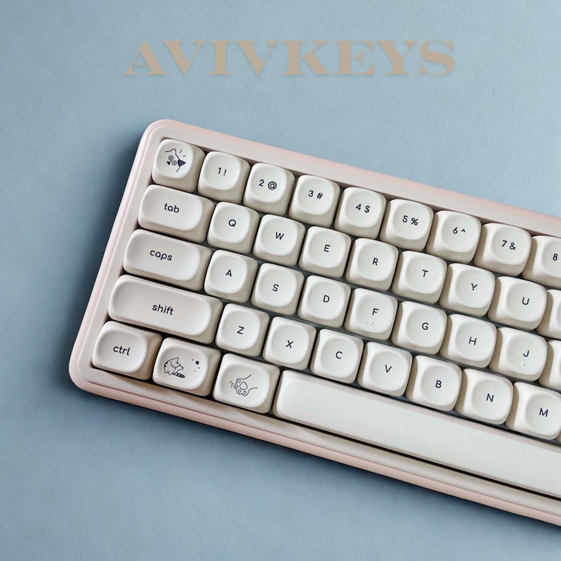 Kitty Cat Keycap Set: Milk White PBT, MOA Profile, Girl Keyboard Keys. kawaii image 9